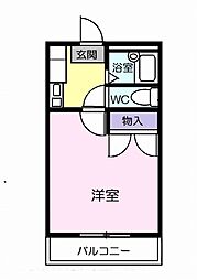 エトワール宮浦 2階1Kの間取り