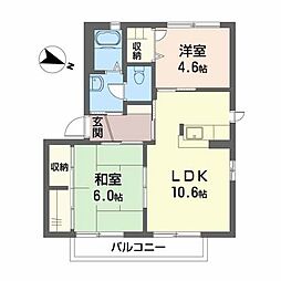 シャーメゾンさくら坂F棟 2LDKの間取図画像