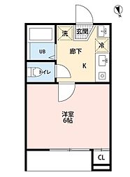 BlueTerrace松戸 2階1Kの間取り