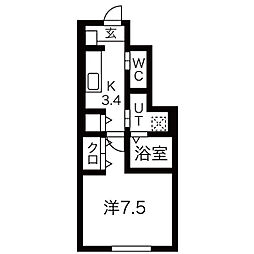 prune（プリュネ） 1階1Kの間取り