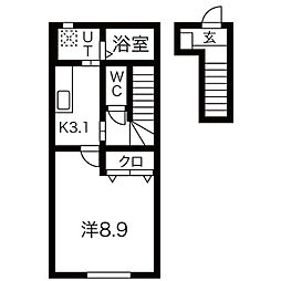 prune（プリュネ） 2階1Kの間取り