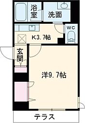 シャーメゾン京都朱雀 1階1Kの間取り