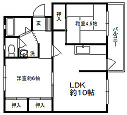 ビラ慶万 1階2LDKの間取り