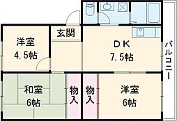 メゾン北鈴 2階3DKの間取り