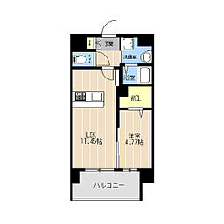 LIBTH南熊本駅前 1LDKの間取図画像