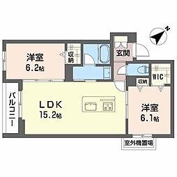 JR東海道本線 浜松駅 徒歩10分の賃貸マンション 4階2LDKの間取り