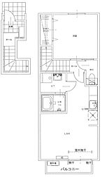 ポルトボナー 2階1LDKの間取り