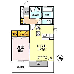 メゾン・ソレイユ2 1LDKの間取図画像