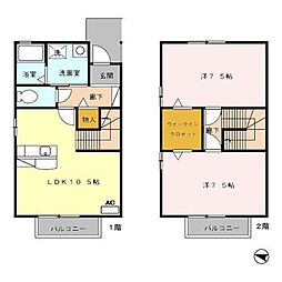 ローズコート明日香 1階2LDKの間取り