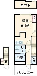 あんしん小畑町08-13001 2階1Kの間取り