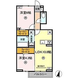 ロイヤルタウン上峰C 2LDKの間取図画像