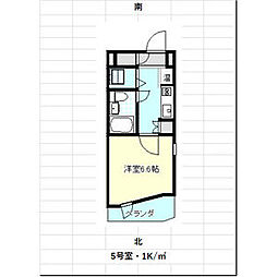 ファーストスプリング 6階1Kの間取り