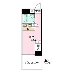 プレステージ東武練馬 5階ワンルームの間取り