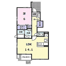 プレッソ　フィオーレ 1階1LDKの間取り