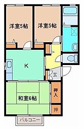 メルシーI 2階3Kの間取り