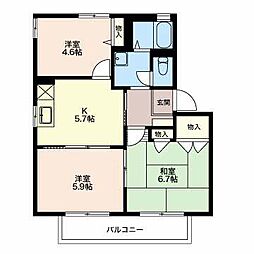 シトラスの風B 3Kの間取図画像