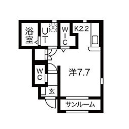 Aqua Villa II 1階1Kの間取り