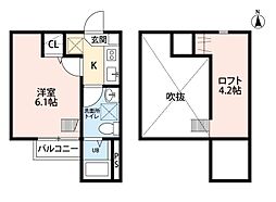 エスペランサ大野田 2階1Kの間取り