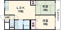 アンフォーラ宮脇 3階2LDKの間取り