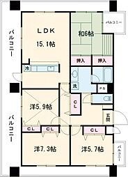 熊本市電A系統 呉服町駅 徒歩3分の賃貸マンション 13階4LDKの間取り