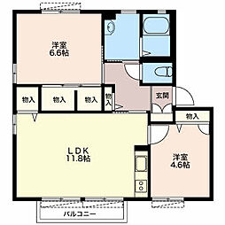 アミューズメント銀鈴B 2LDKの間取図画像