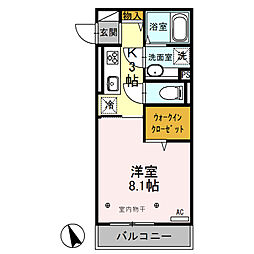 プランドールＴＮ III　住居 3階1Kの間取り