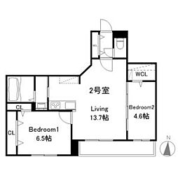 Augusta伏見 2階2LDKの間取り