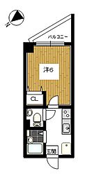 レジデンス六本木 4階1Kの間取り