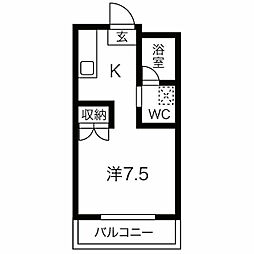 アネックスSANYO 1Kの間取図画像