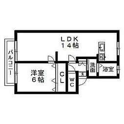グリーンヴィレッジ瀬戸口 1LDKの間取図画像
