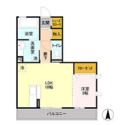 東武伊勢崎線 太田駅 徒歩15分の賃貸アパート 3階1LDKの間取り