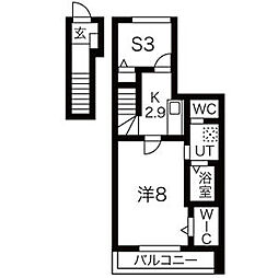 JR東北本線 南仙台駅 徒歩30分の賃貸アパート 2階1SKの間取り