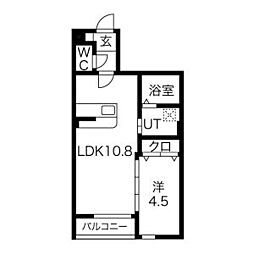JR陸羽東線 塚目駅 徒歩13分の賃貸アパート 1階1LDKの間取り