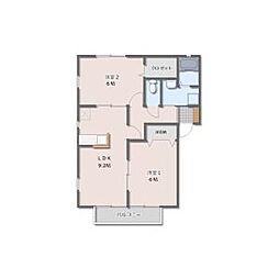 東武小泉線 西小泉駅 徒歩35分の賃貸アパート 2階2LDKの間取り
