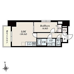 S-RESIDENCE岡崎公園aureate 1LDKの間取図画像