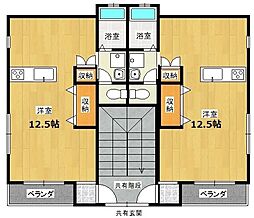ラパン郡元 2階ワンルームの間取り