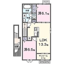 ベルエア 大和I 2LDKの間取図画像