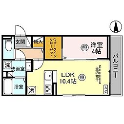 JR信越本線 北高崎駅 徒歩18分の賃貸アパート 3階1LDKの間取り