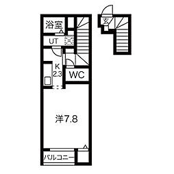 クレアB 1Kの間取図画像