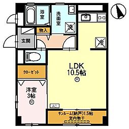 サンフラワー 1階1LDKの間取り