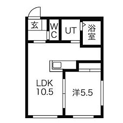 ラ・フォルテS13 3階1LDKの間取り