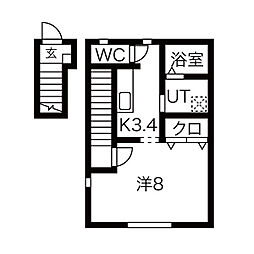 Amour ever V 2階1Kの間取り