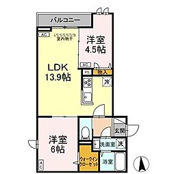 セレスティア六町II 3階2LDKの間取り