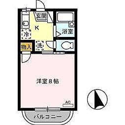 ヤングユーカリA 1Kの間取図画像