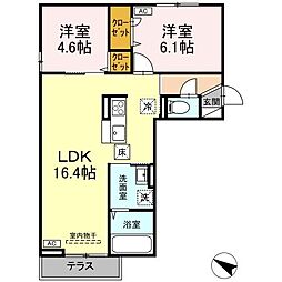Grace Sante 1階2LDKの間取り
