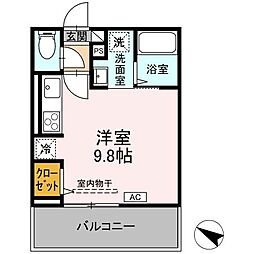 Grace Sante 3階ワンルームの間取り