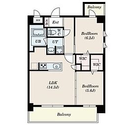 S-RESIDENCE半道橋achieve 2LDKの間取図画像