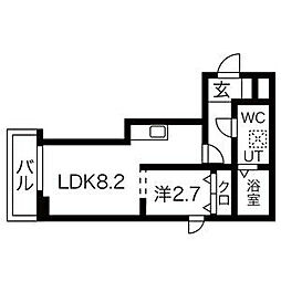 メリディアン中山吉成 1階1LDKの間取り