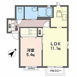 グローバル西多賀B 1LDKの間取図画像
