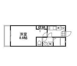 ラ・トピア 2階1Kの間取り